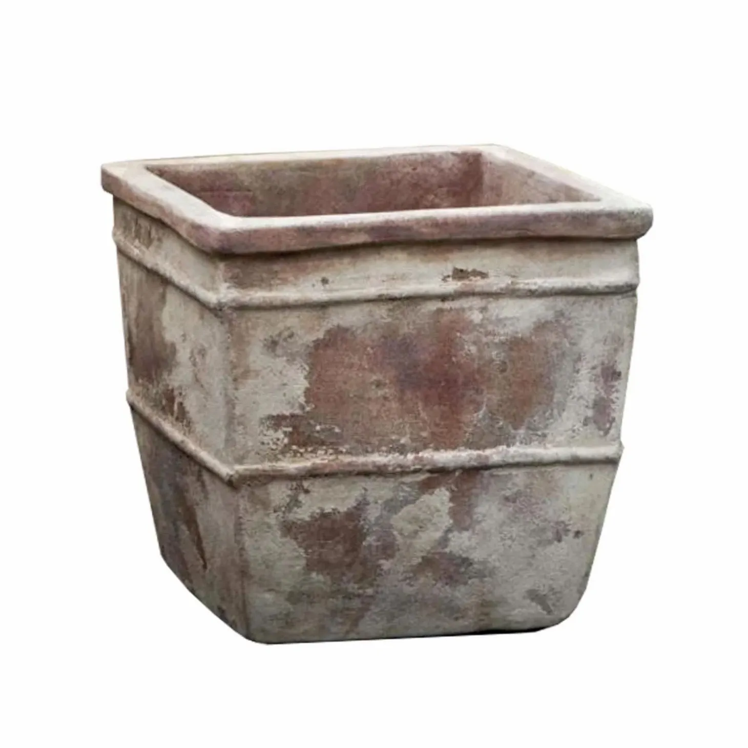 Pottery + Planters + Containers>Roger's Gardens Antico Terra Cotta Square Planter