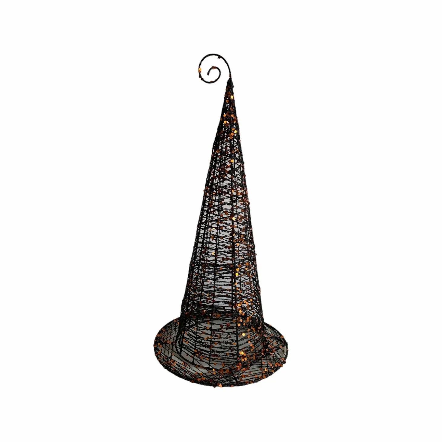 Halloween Decor>Roger's Gardens Black Wired Witches Hat With Glitter - 11" Tall To 20"Tall