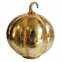 Halloween Decor>Roger's Gardens Champagne Copper Pumpkin - 5" Tall To 9.5" Tall