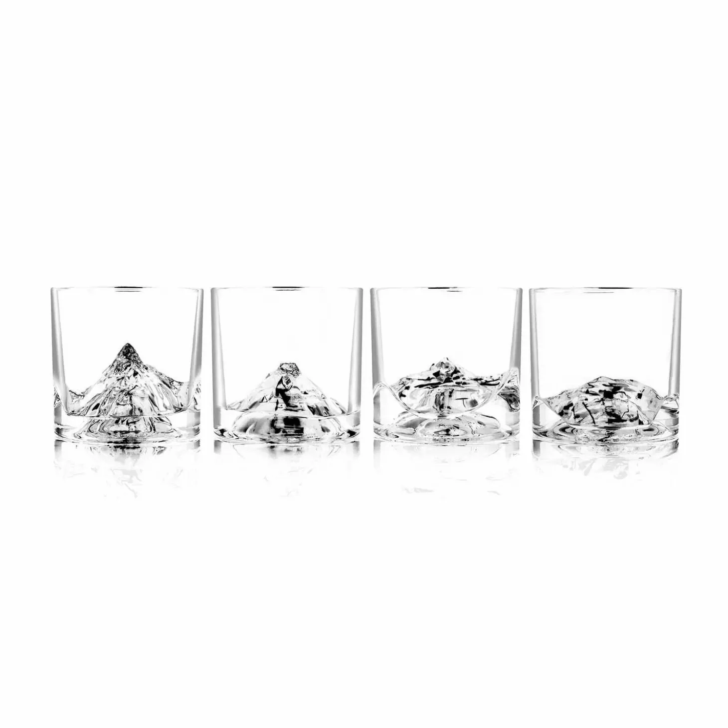 Glassware>Roger's Gardens Famous Mountain Peaks Crystal Whiskey Glasses - Set Of 4