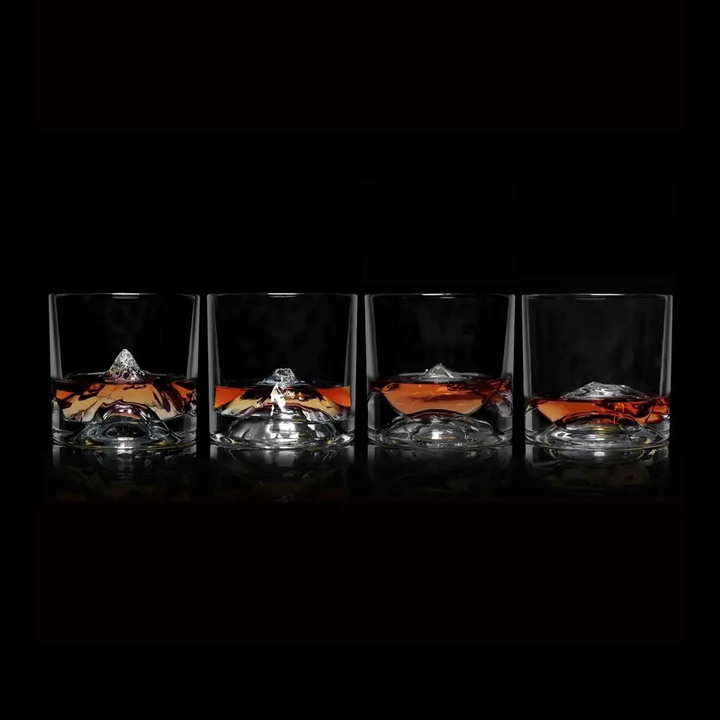 Glassware>Roger's Gardens Famous Mountain Peaks Crystal Whiskey Glasses - Set Of 4