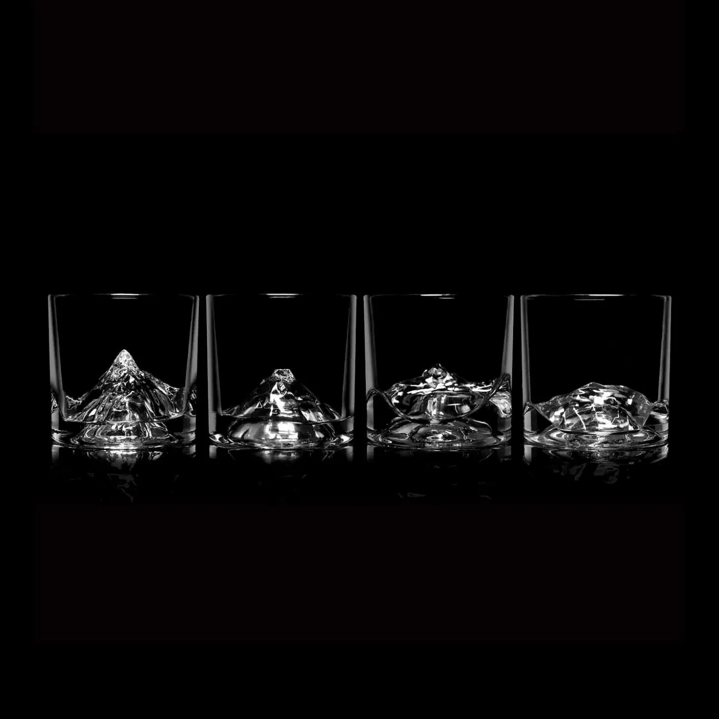 Glassware>Roger's Gardens Famous Mountain Peaks Crystal Whiskey Glasses - Set Of 4
