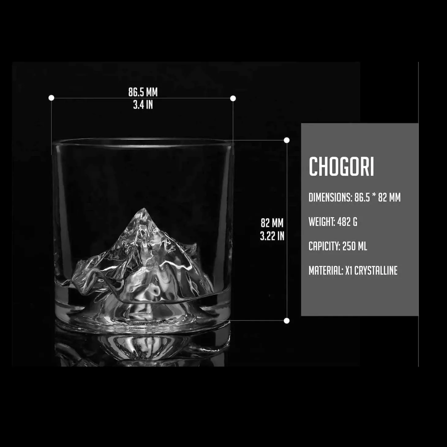Glassware>Roger's Gardens Famous Mountain Peaks Crystal Whiskey Glasses - Set Of 4