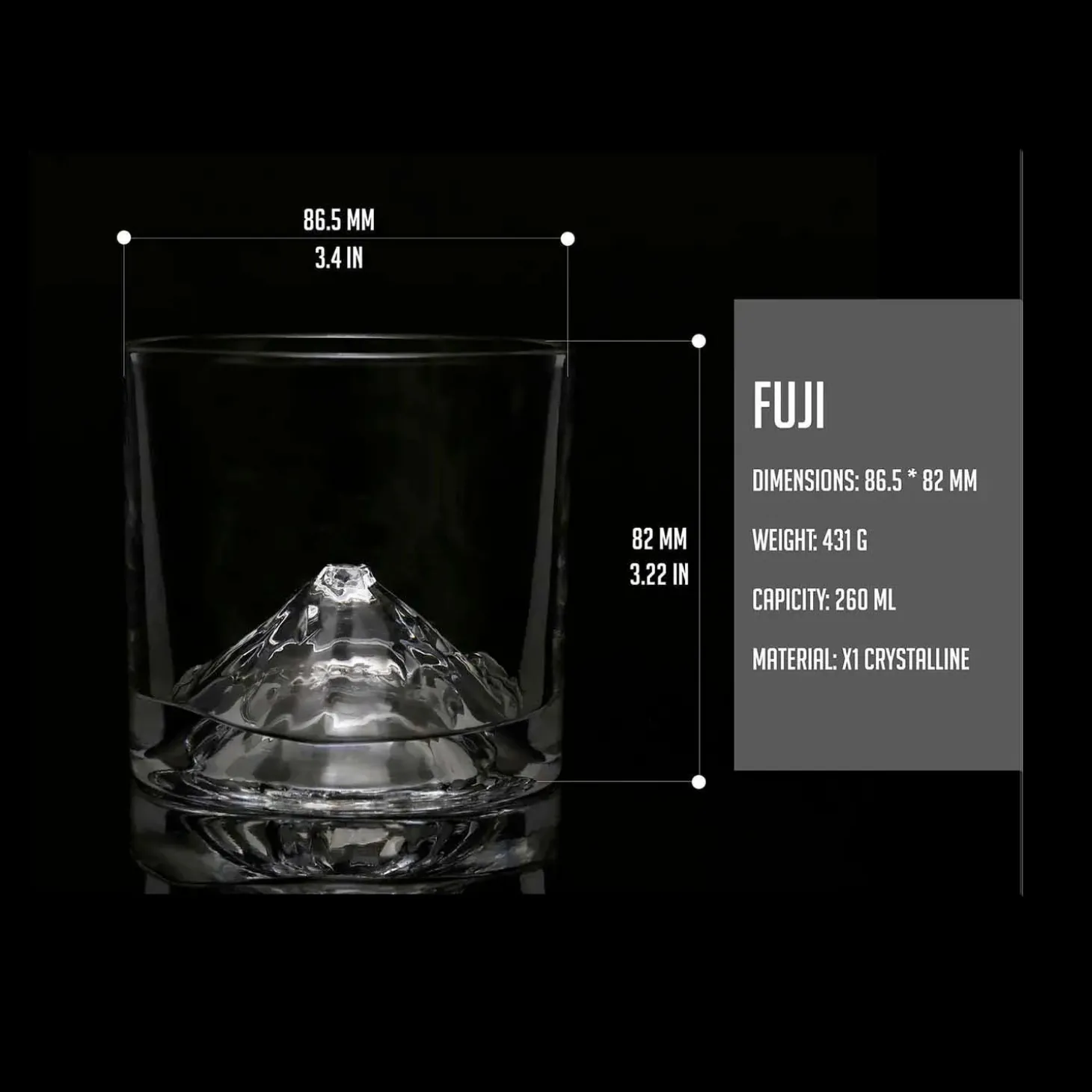 Glassware>Roger's Gardens Famous Mountain Peaks Crystal Whiskey Glasses - Set Of 4