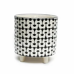Decor Accents>Roger's Gardens Footed Black & Cream Planter