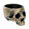 Pottery + Planters + Containers>Roger's Gardens Rustic Brass Colored Skull Planter - 4" Tall