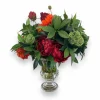 Silk Arrangements>Roger's Gardens Silk Roses, Dahlias & Peonies In Glass Vase
