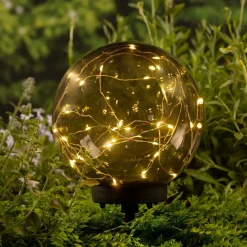 Garden Accents + Bird Feeders>Roger's Gardens Solar Acrylic Ball Light With Mounting Stake