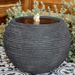 Fountains>Roger's Gardens Sonora Lg Fountain - Black Stone Ledge