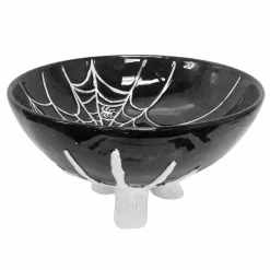 Halloween Decor>Roger's Gardens Spider Web Candy Bowl - 5" Tall