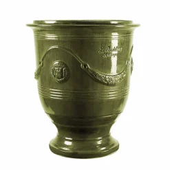 Pottery + Planters + Containers>Roger's Gardens Traditional French Glazed Anduze Green Vase