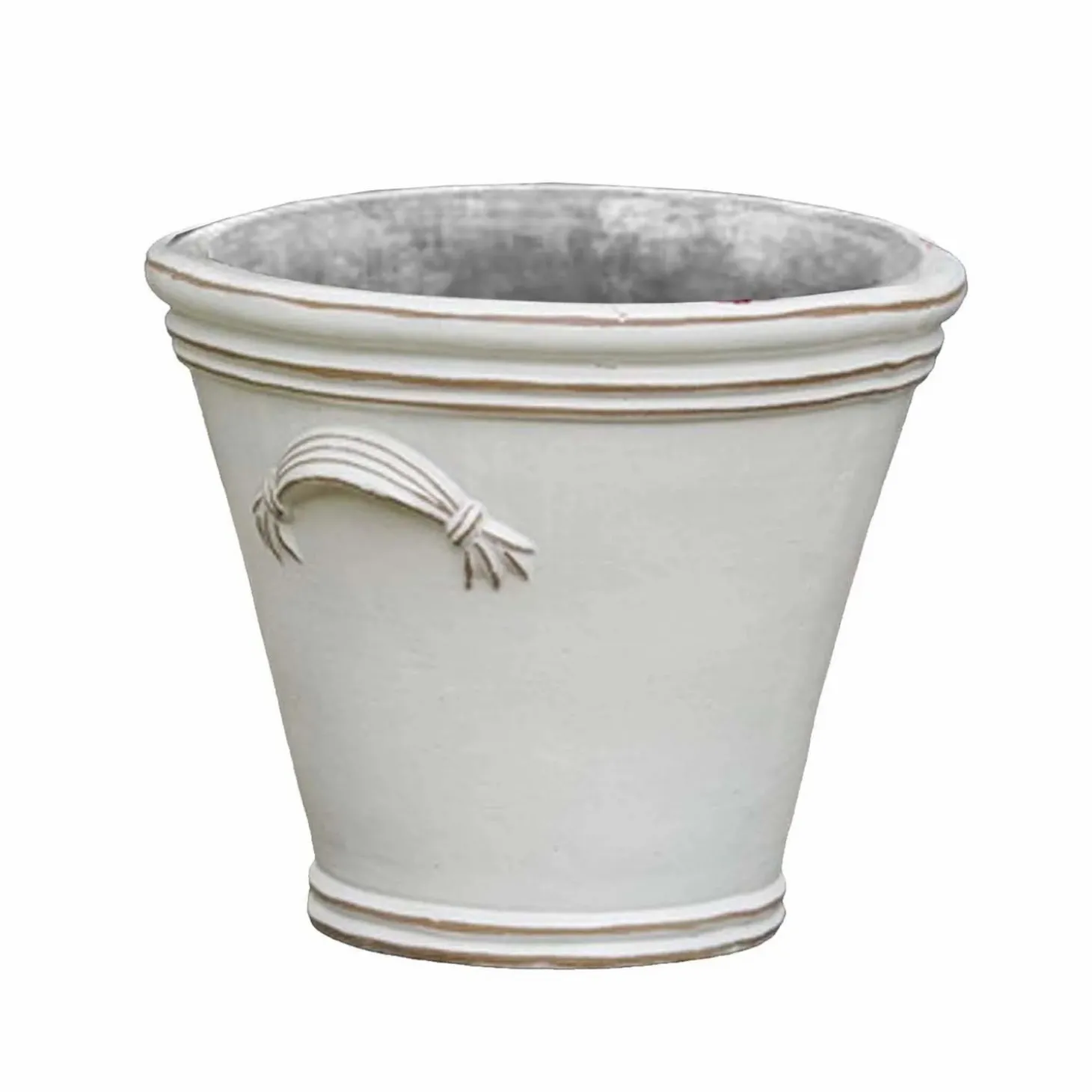 Pottery + Planters + Containers>Roger's Gardens White Fluted Handle Planter