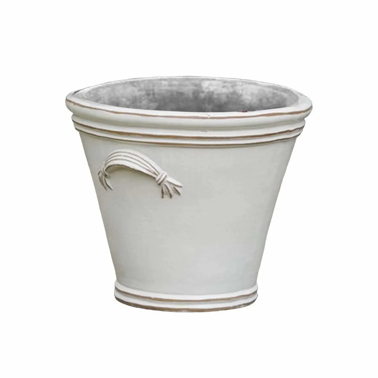 Pottery + Planters + Containers>Roger's Gardens White Fluted Handle Planter