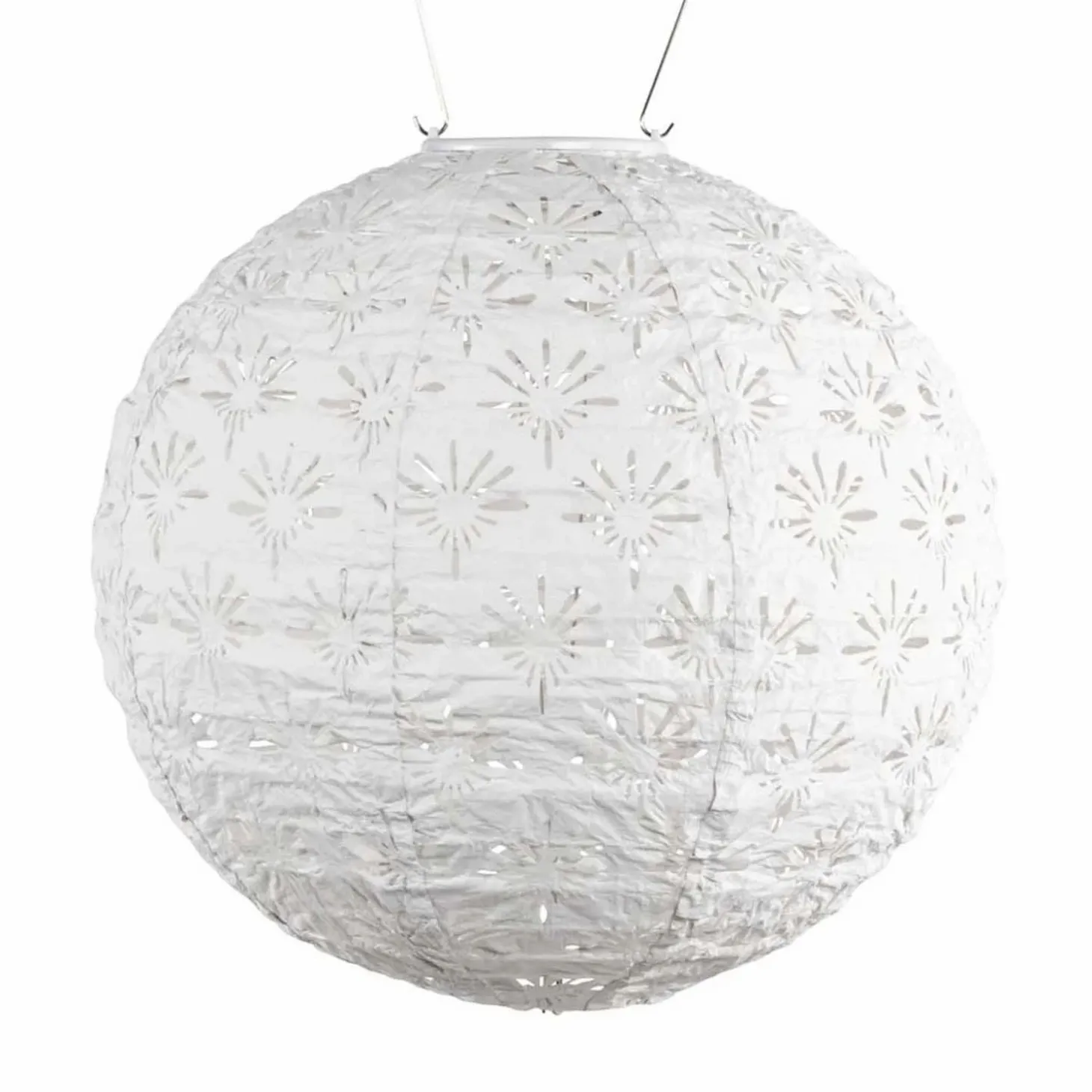 Garden Accents + Bird Feeders>Roger's Gardens White Solar Globe Lantern - 12"